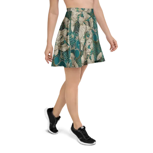 Teal Tidal Bloom on a Skater Skirt