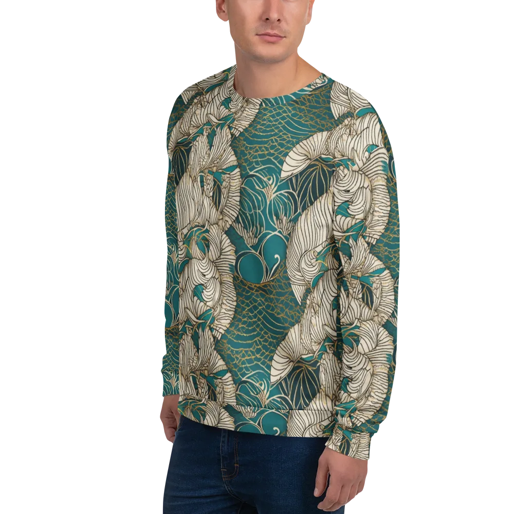 Teal Tidal Bloom on Sweatshirt — Left Front