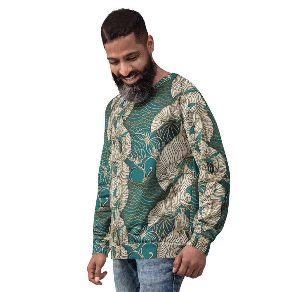 Teal Tidal Bloom on Sweatshirt — Left Front