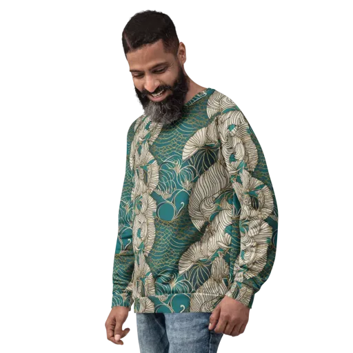 Teal Tidal Bloom on a Sweatshirt