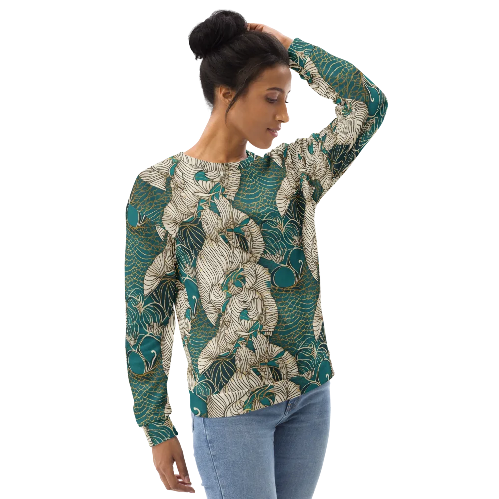 Teal Tidal Bloom on Sweatshirt — Right Front