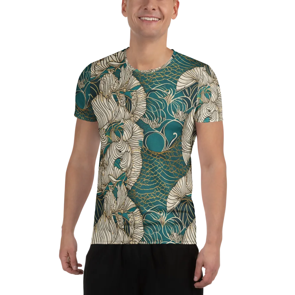 Teal Tidal Bloom on Men's Athletic T-Shirt — Front