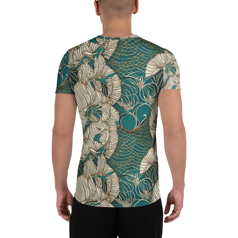 Teal Tidal Bloom on Men's Athletic T-Shirt — Back