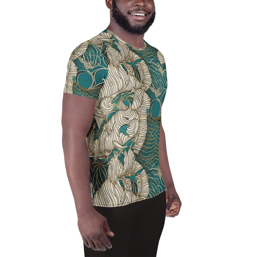Teal Tidal Bloom on Men's Athletic T-Shirt — Right