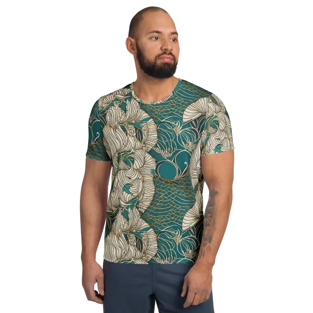 Teal Tidal Bloom on Men's Athletic T-Shirt — Front