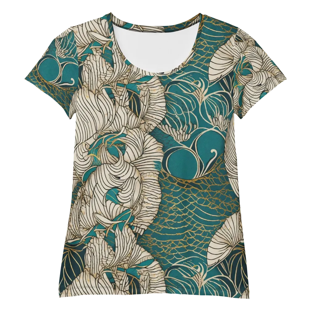 Teal Tidal Bloom on Women's Athletic T-Shirt — Front
