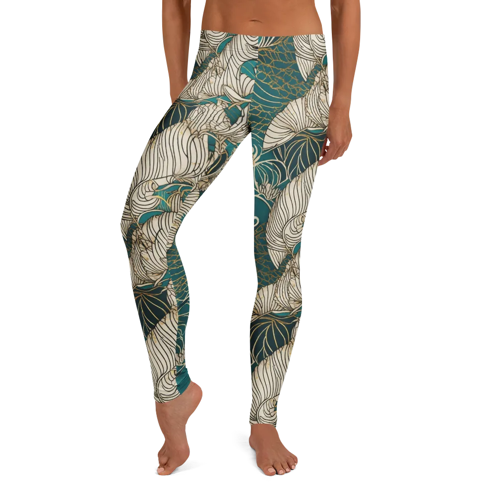 Teal Tidal Bloom on Leggings — Front