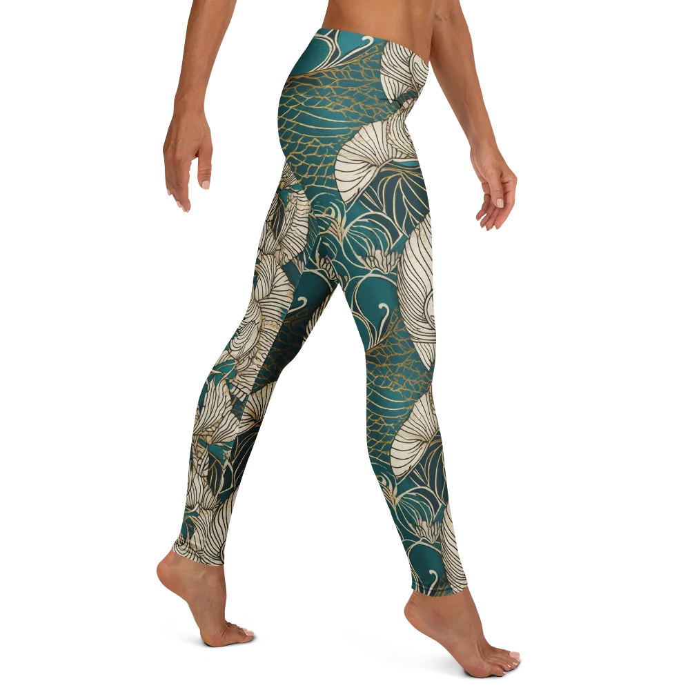 Teal Tidal Bloom on Leggings — Right