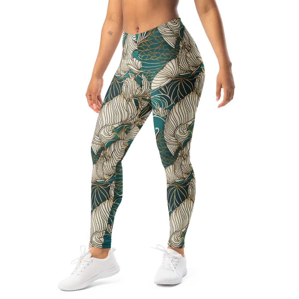 Teal Tidal Bloom on Leggings — Left Front
