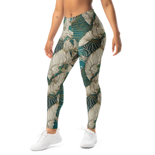 Teal Tidal Bloom on a Leggings
