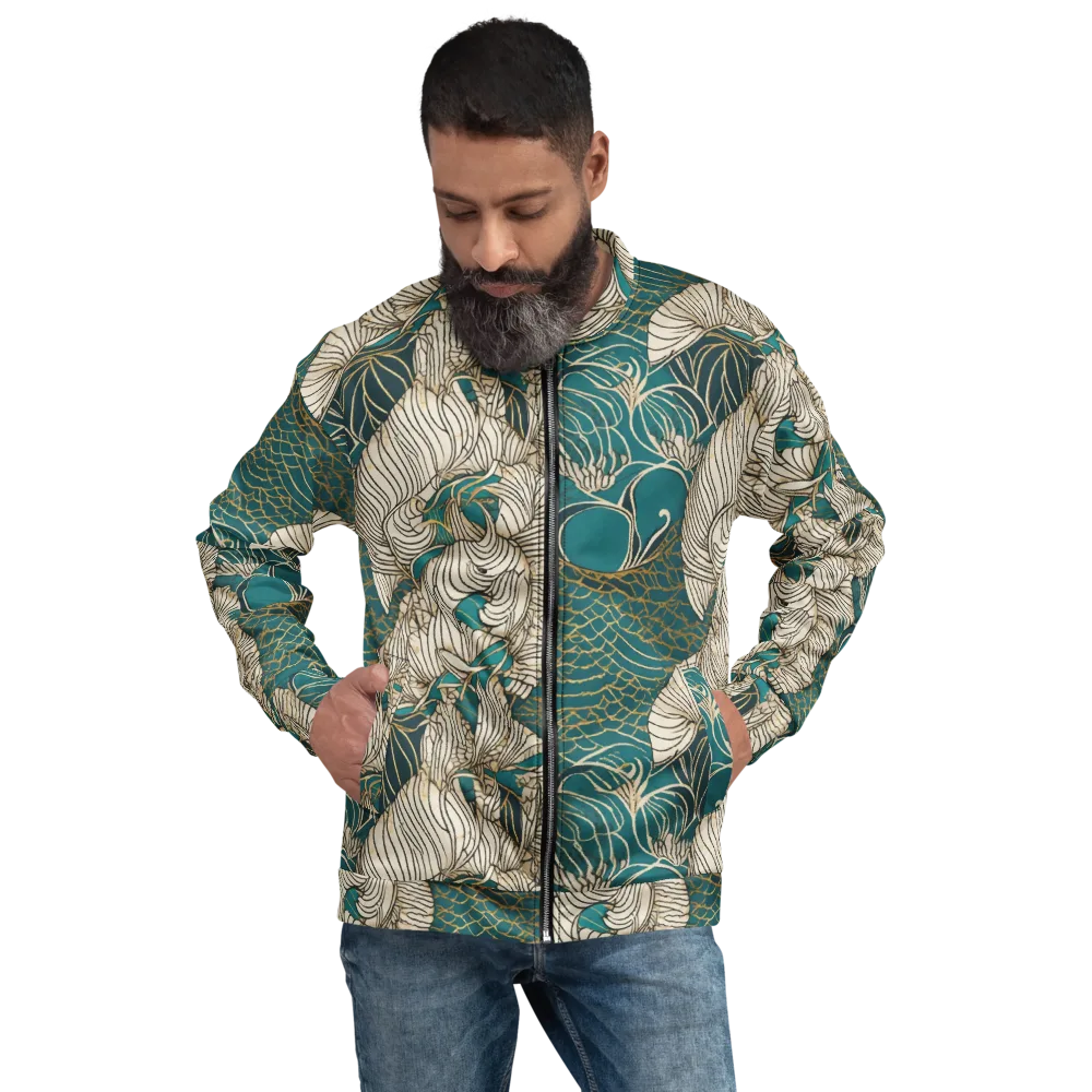 Teal Tidal Bloom on Bomber Jacket — Front