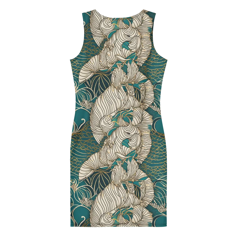 Teal Tidal Bloom on Bodycon Dress — Back