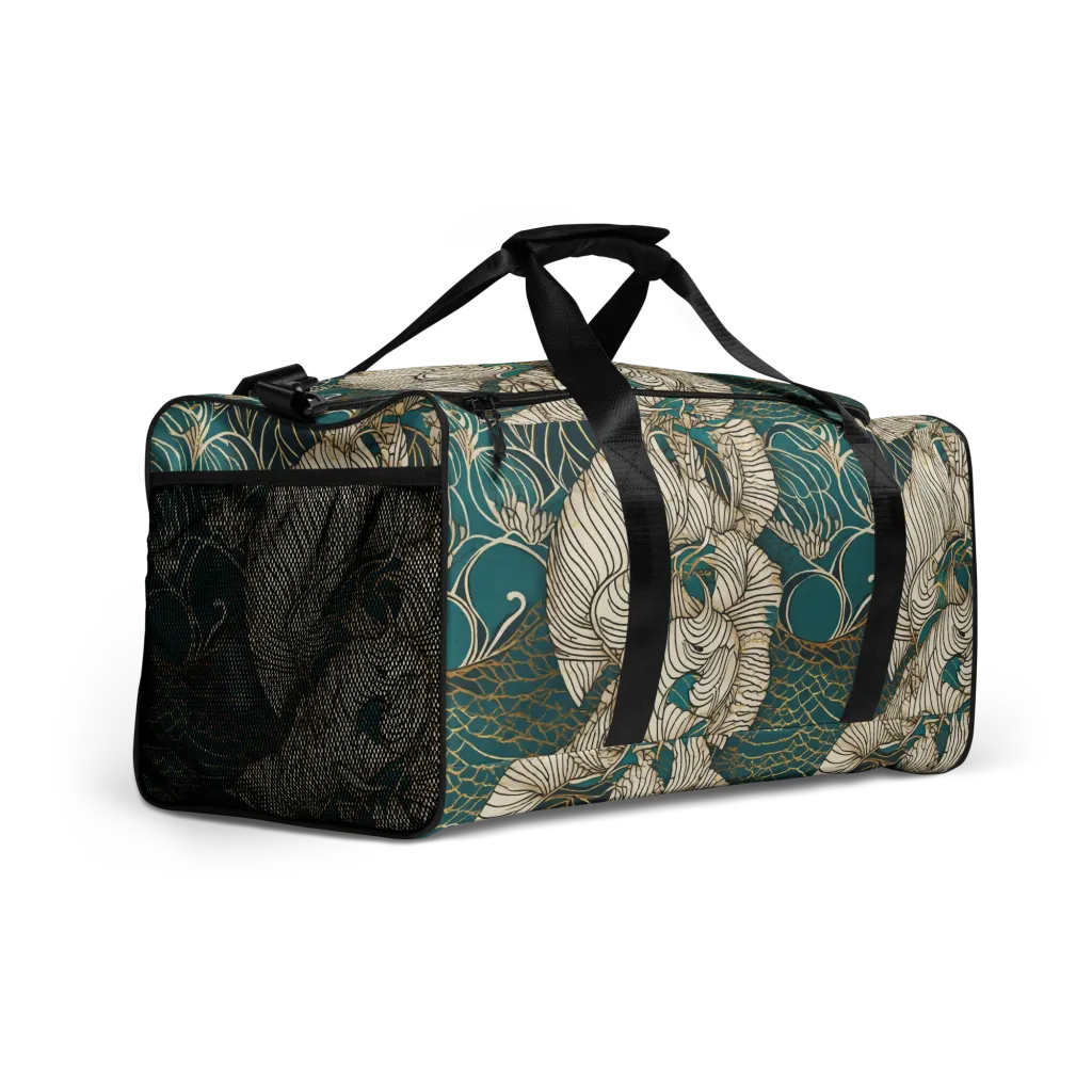 Teal Tidal Bloom on Duffle Bag — Right Front