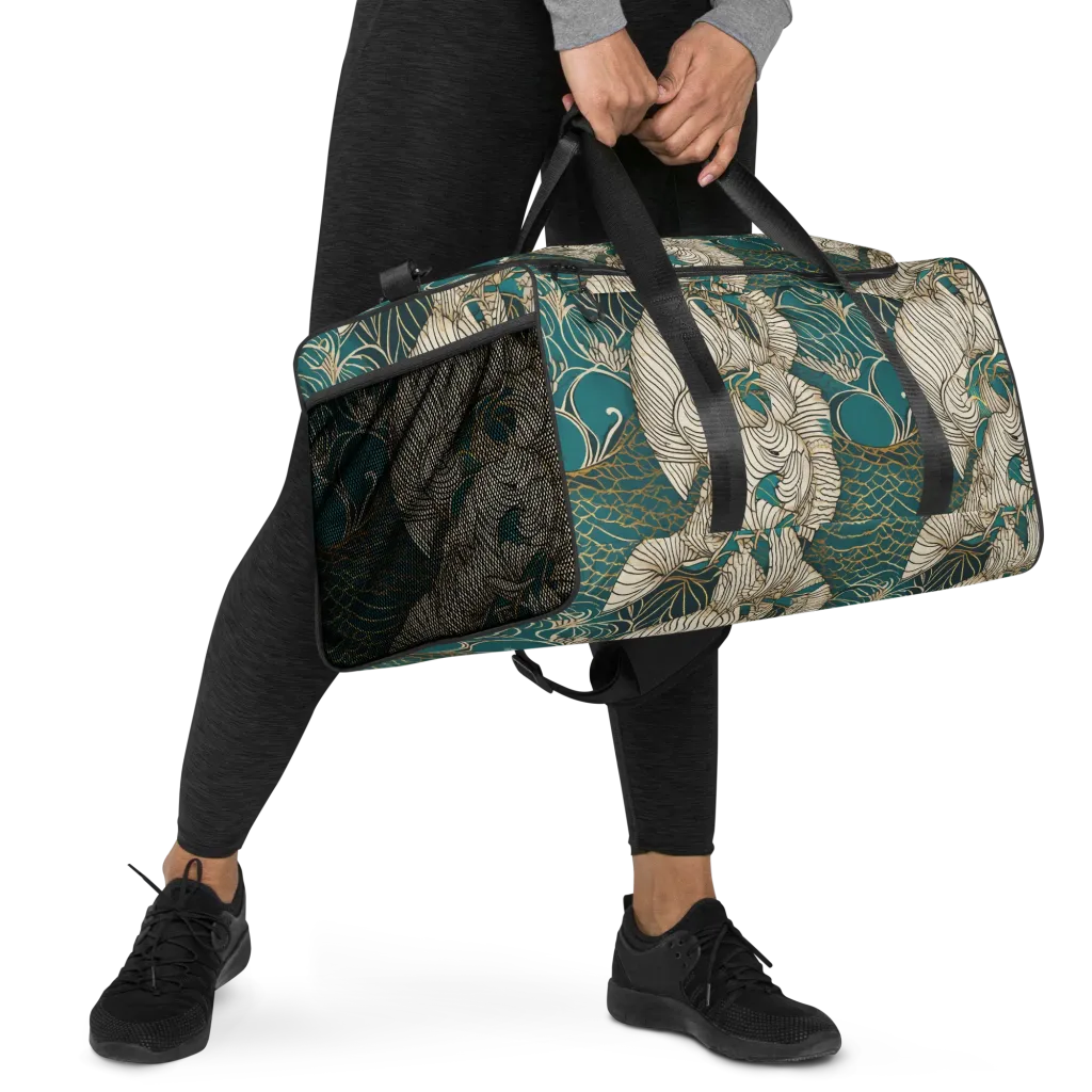 Teal Tidal Bloom on Duffle Bag — Right Front