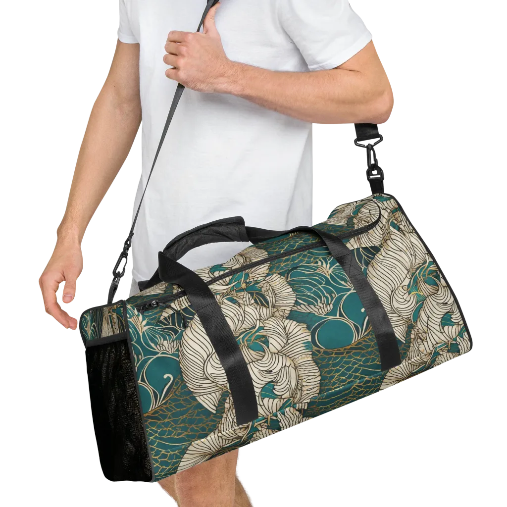 Teal Tidal Bloom on Duffle Bag — Right Front