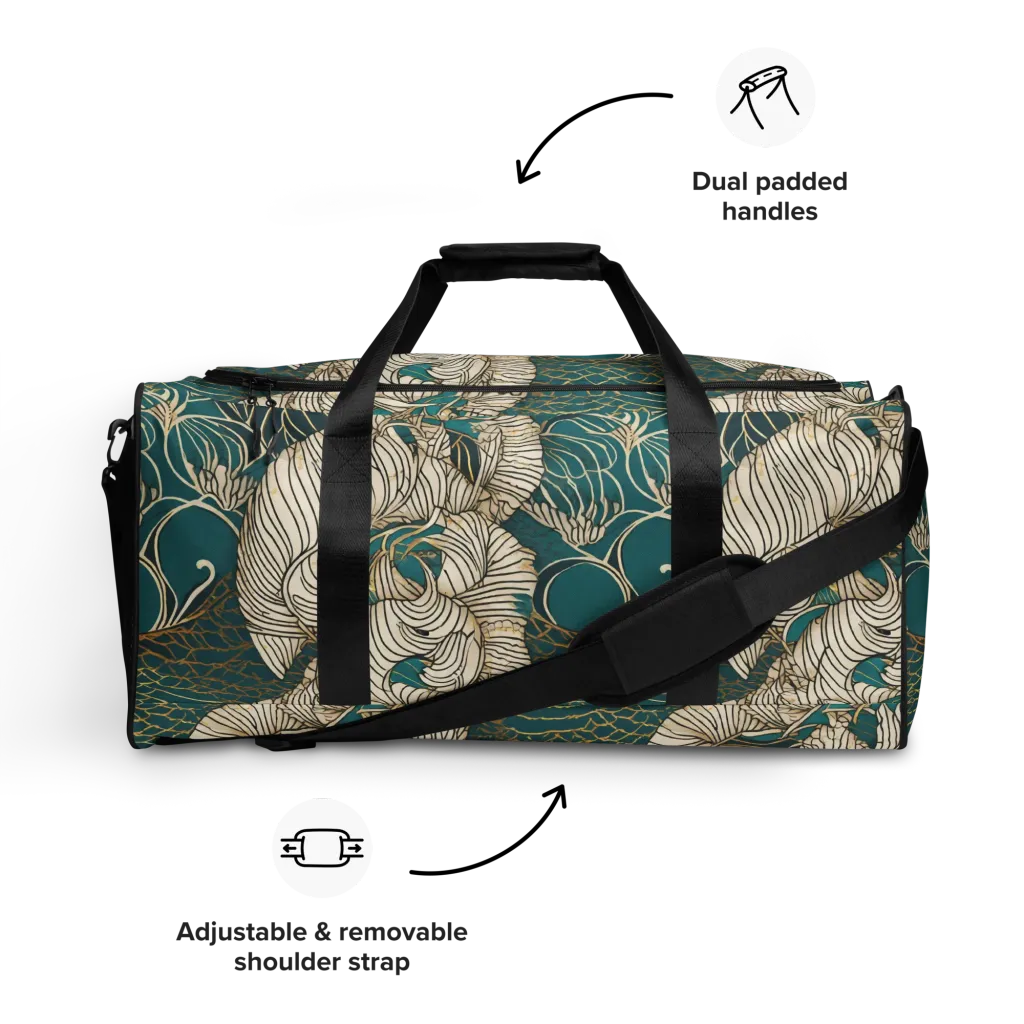 Teal Tidal Bloom on Duffle Bag — Front