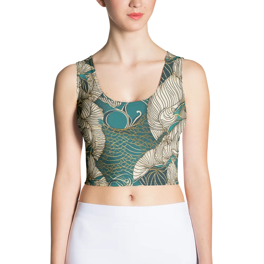 Teal Tidal Bloom on Crop Top — Front