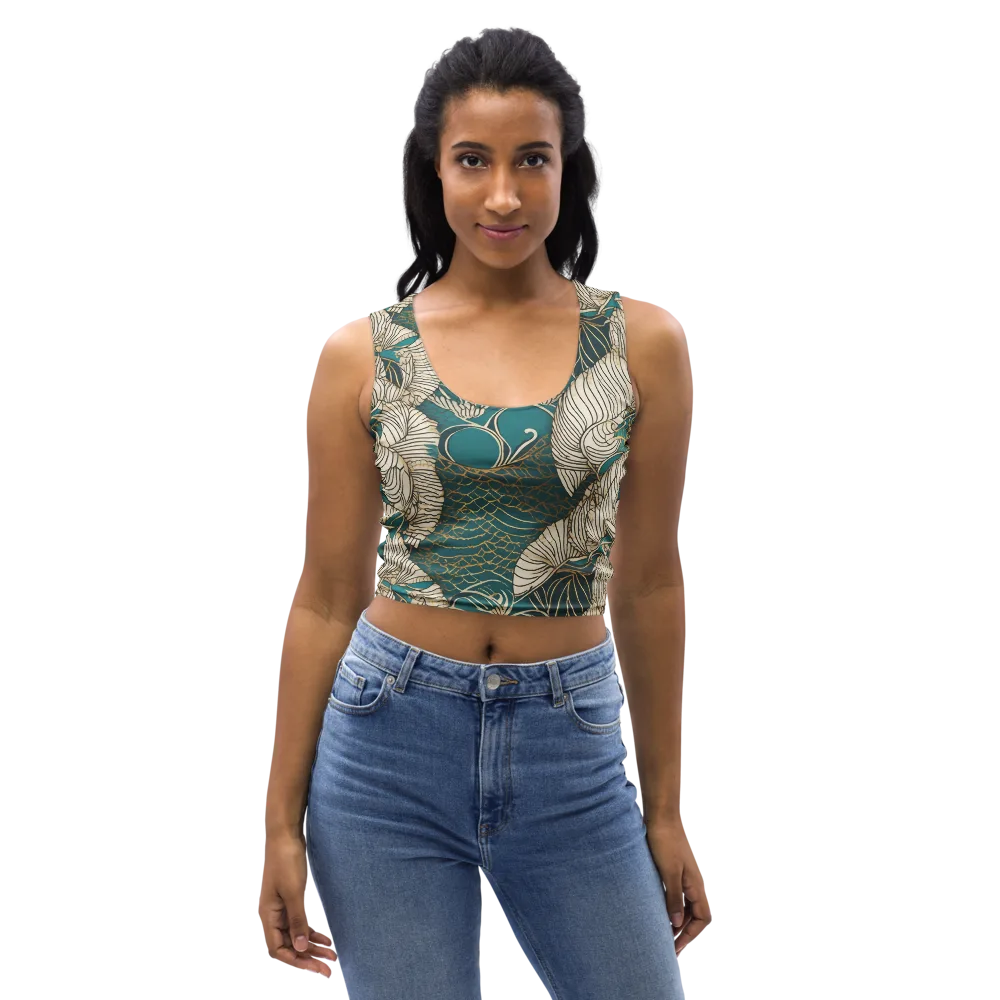 Teal Tidal Bloom on Crop Top — Front