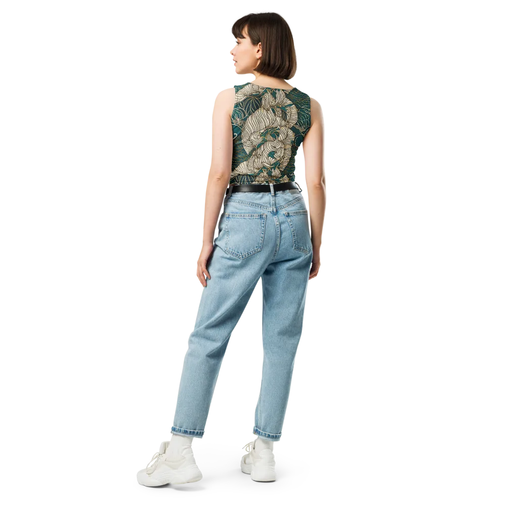 Teal Tidal Bloom on Crop Top — Back