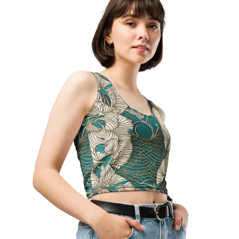 Teal Tidal Bloom on Crop Top — Right Front