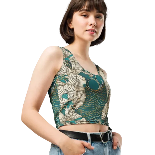 Teal Tidal Bloom on a Crop Top