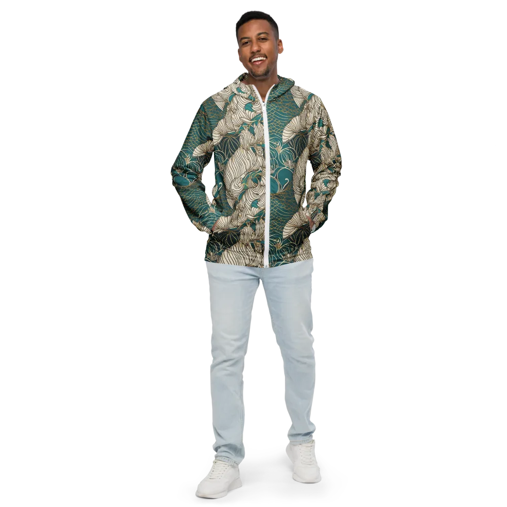 Teal Tidal Bloom on Men's Windbreaker — Front