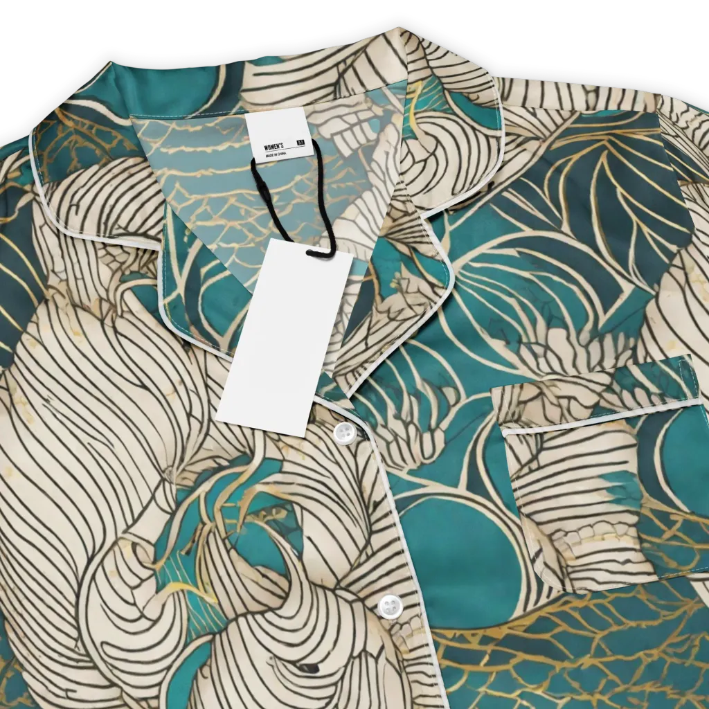 Teal Tidal Bloom on Women's Short Sleeve Pajama Top — Product details