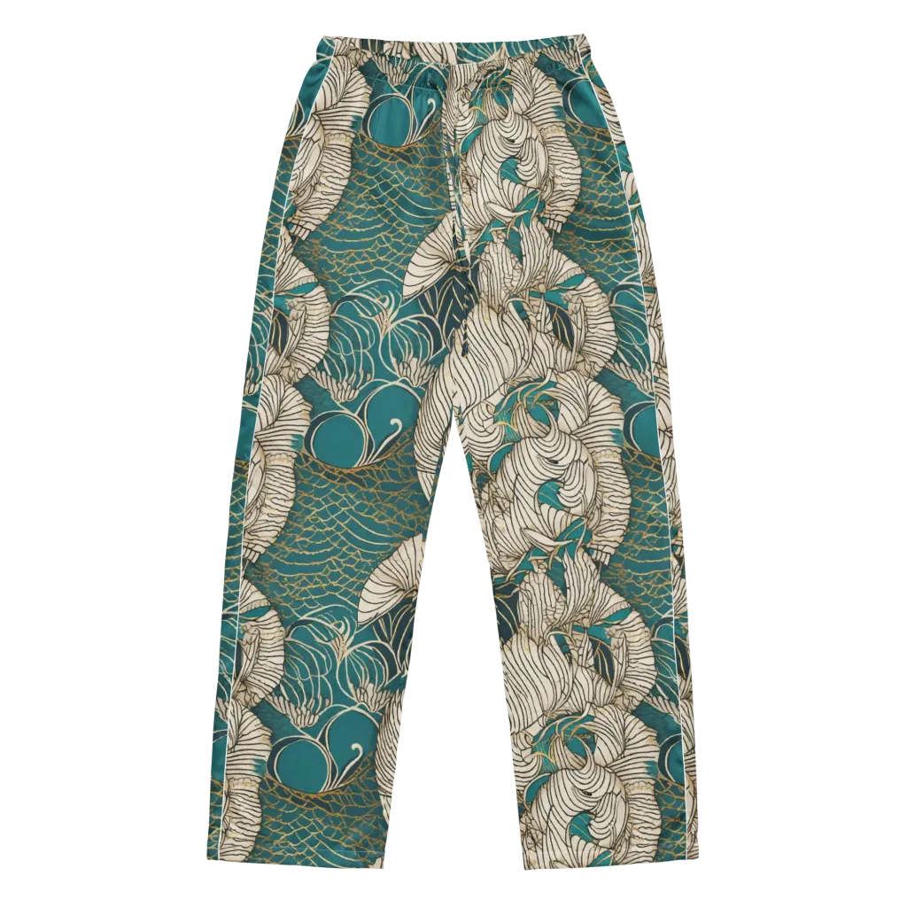Teal Tidal Bloom on Women's Pajama Pants — Front