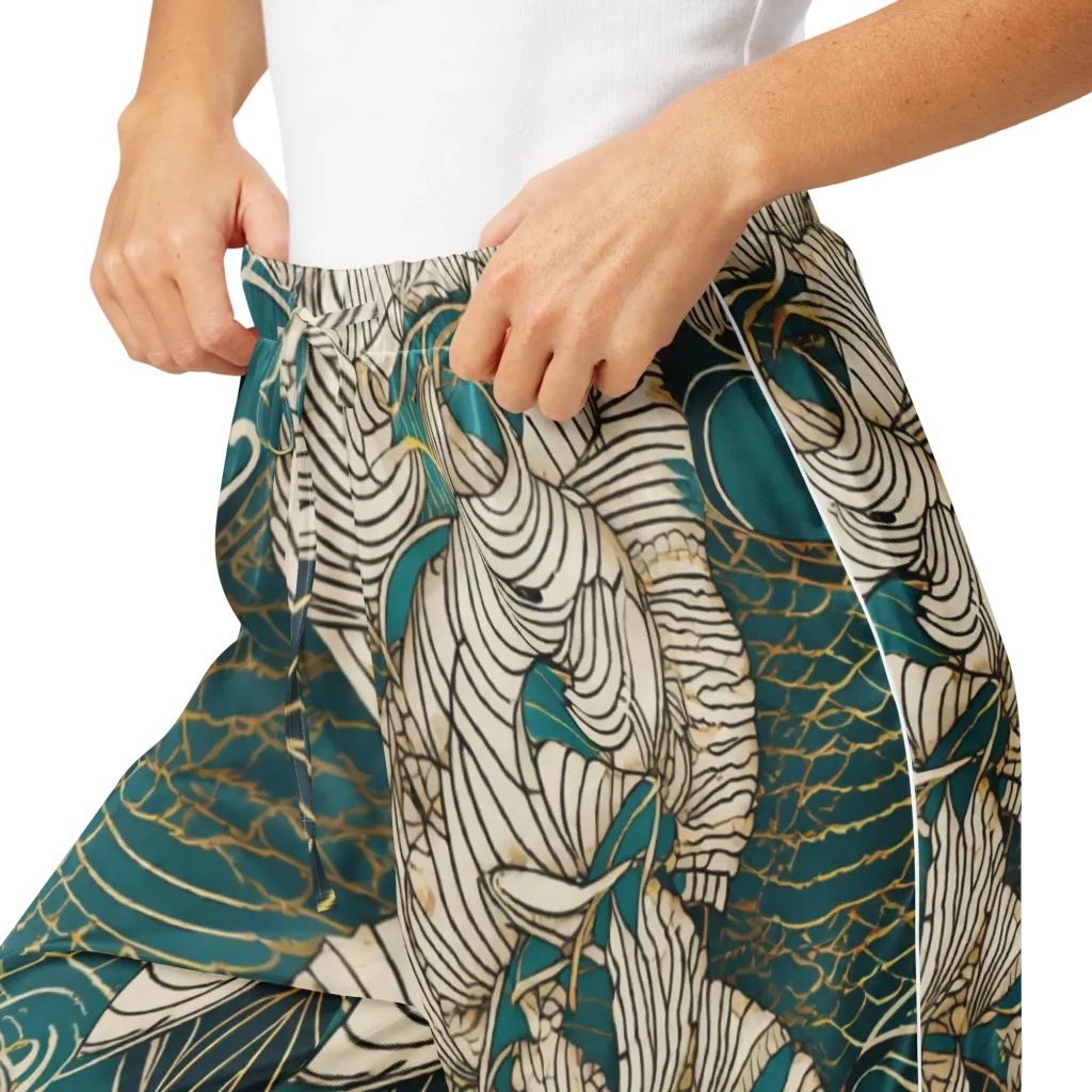 Teal Tidal Bloom on Women's Pajama Pants — Product details
