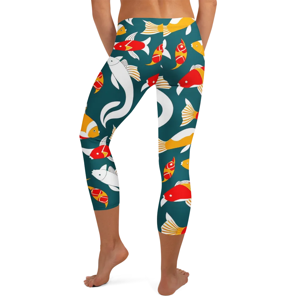 Carp Carnival on Capri Leggings — Back