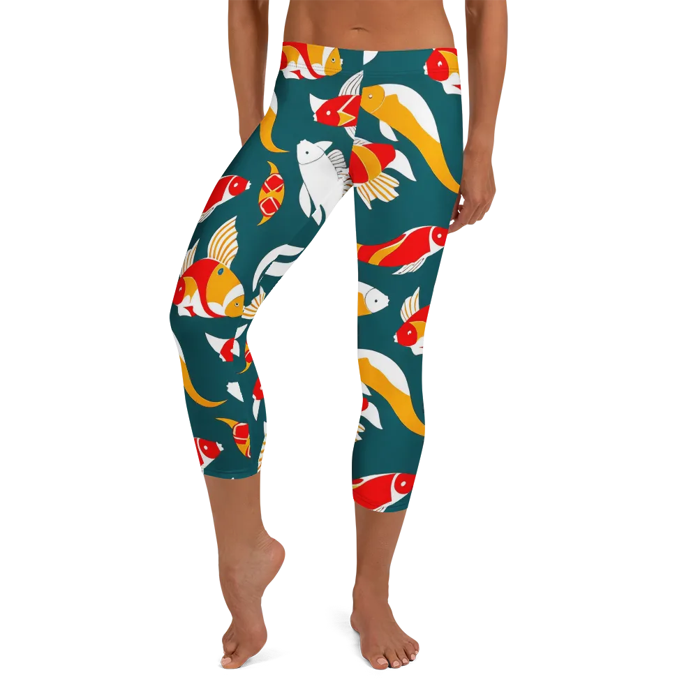 Carp Carnival on Capri Leggings — Front