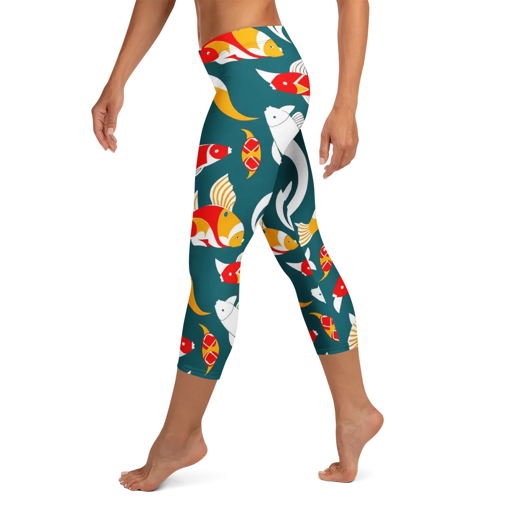 Carp Carnival on Capri Leggings — Left