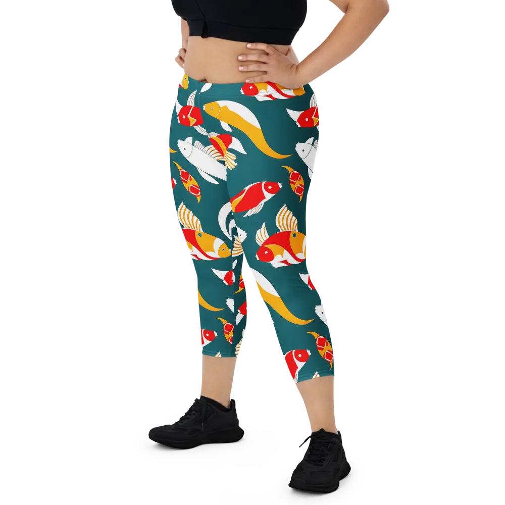 Carp Carnival on Capri Leggings — Front