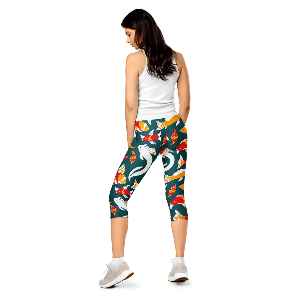 Carp Carnival on Capri Leggings — Back