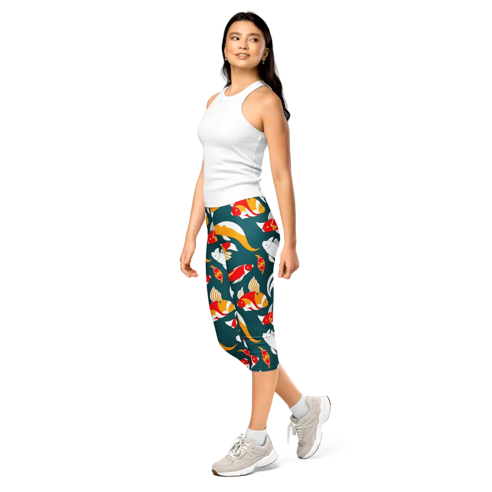 Carp Carnival on Capri Leggings — Left Front