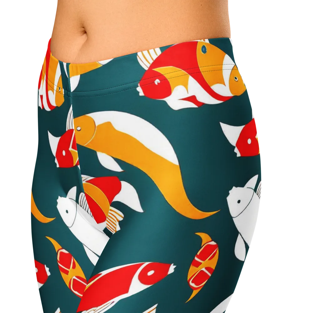 Carp Carnival on Capri Leggings — Zoomed-in