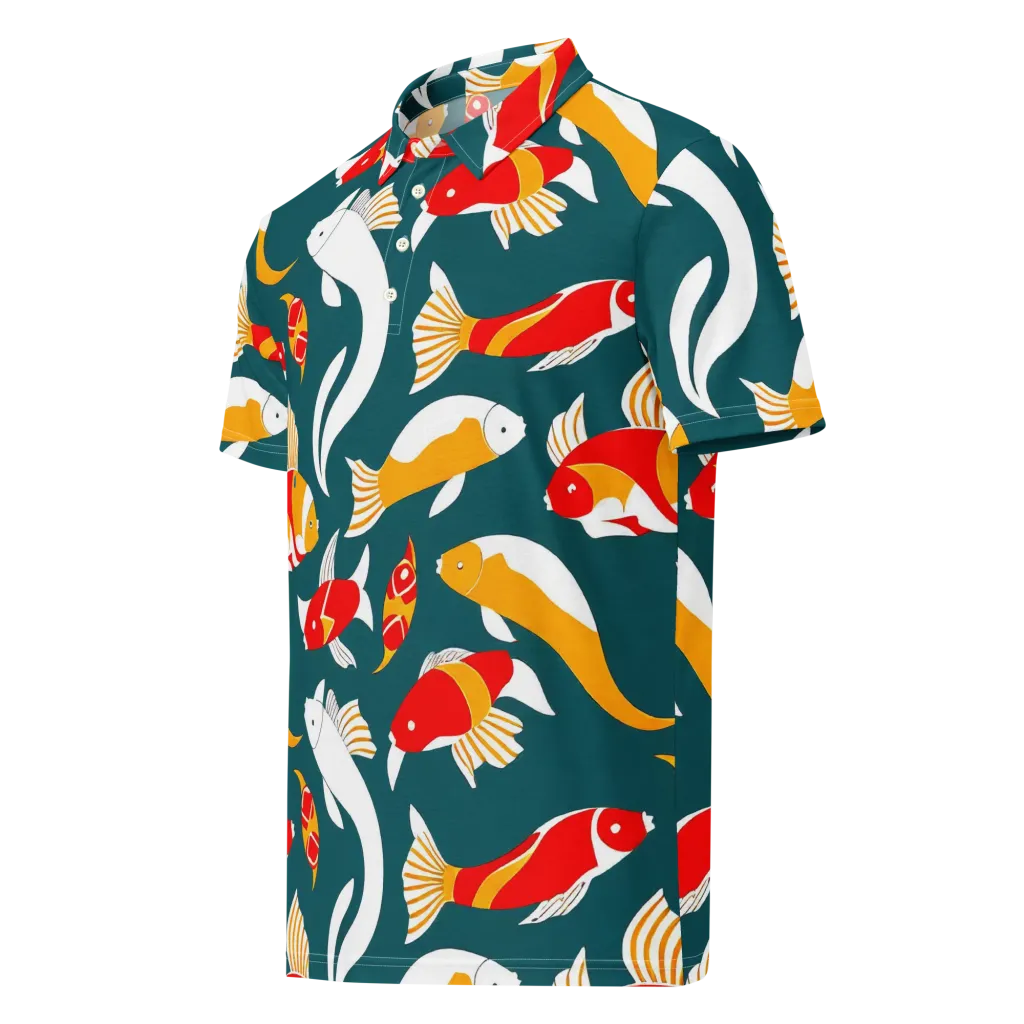 Carp Carnival on Men's Slim Fit Polo Shirt — Left Front