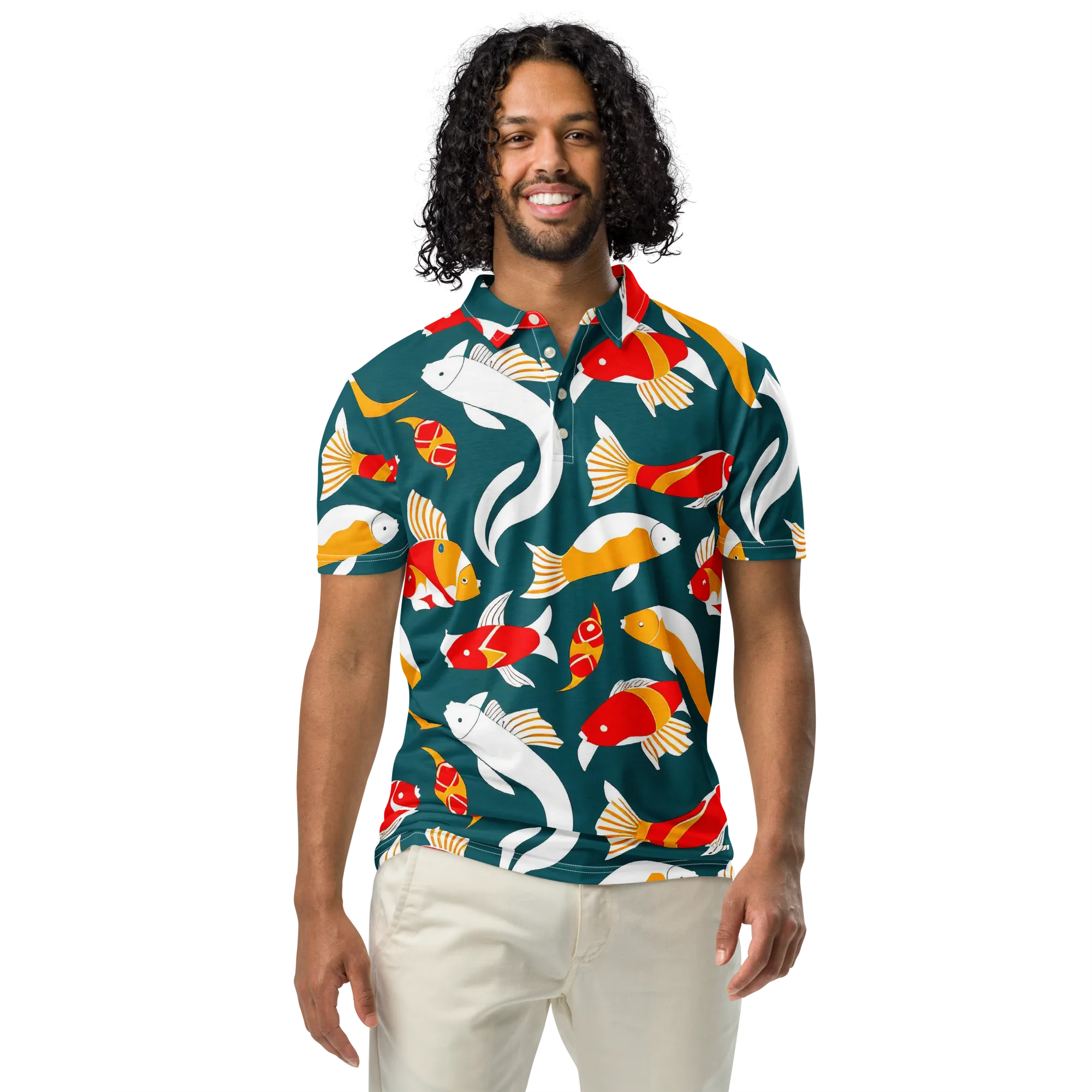 Carp Carnival on Men's Slim Fit Polo Shirt — Front