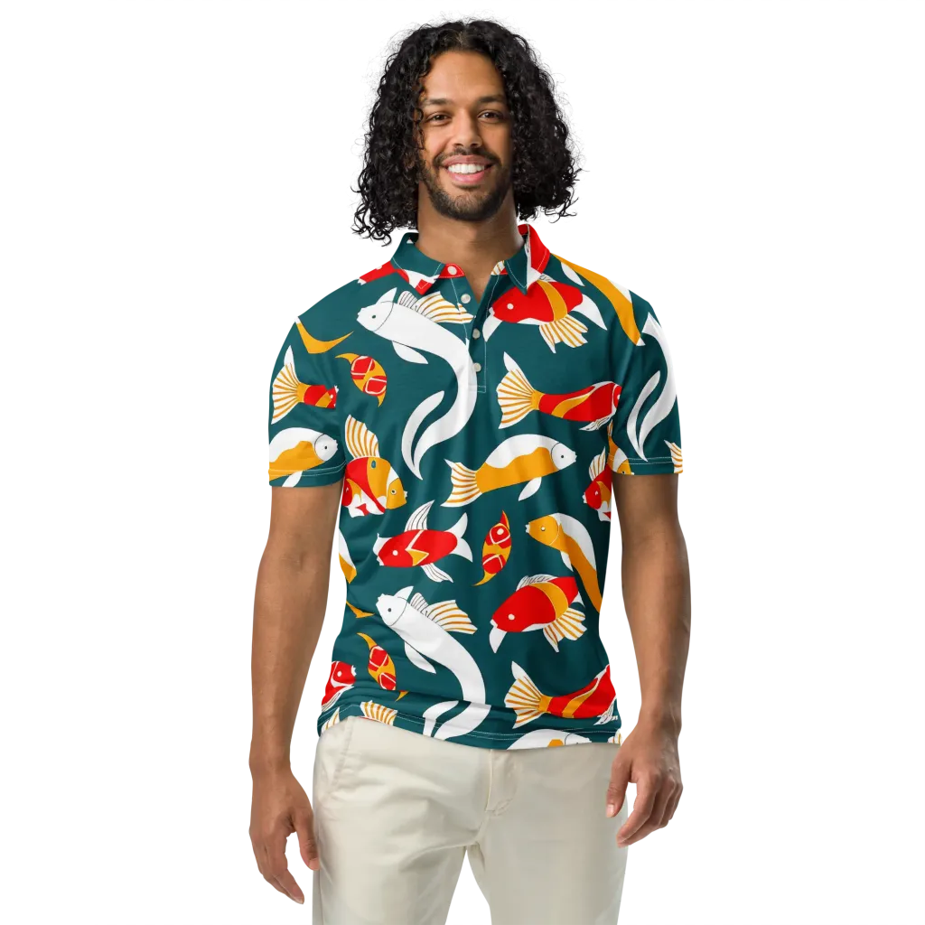 Carp Carnival on Men's Slim Fit Polo Shirt — Front