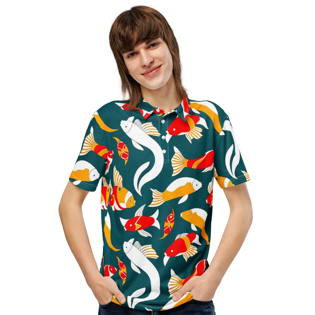 Carp Carnival on Men's Slim Fit Polo Shirt — Front