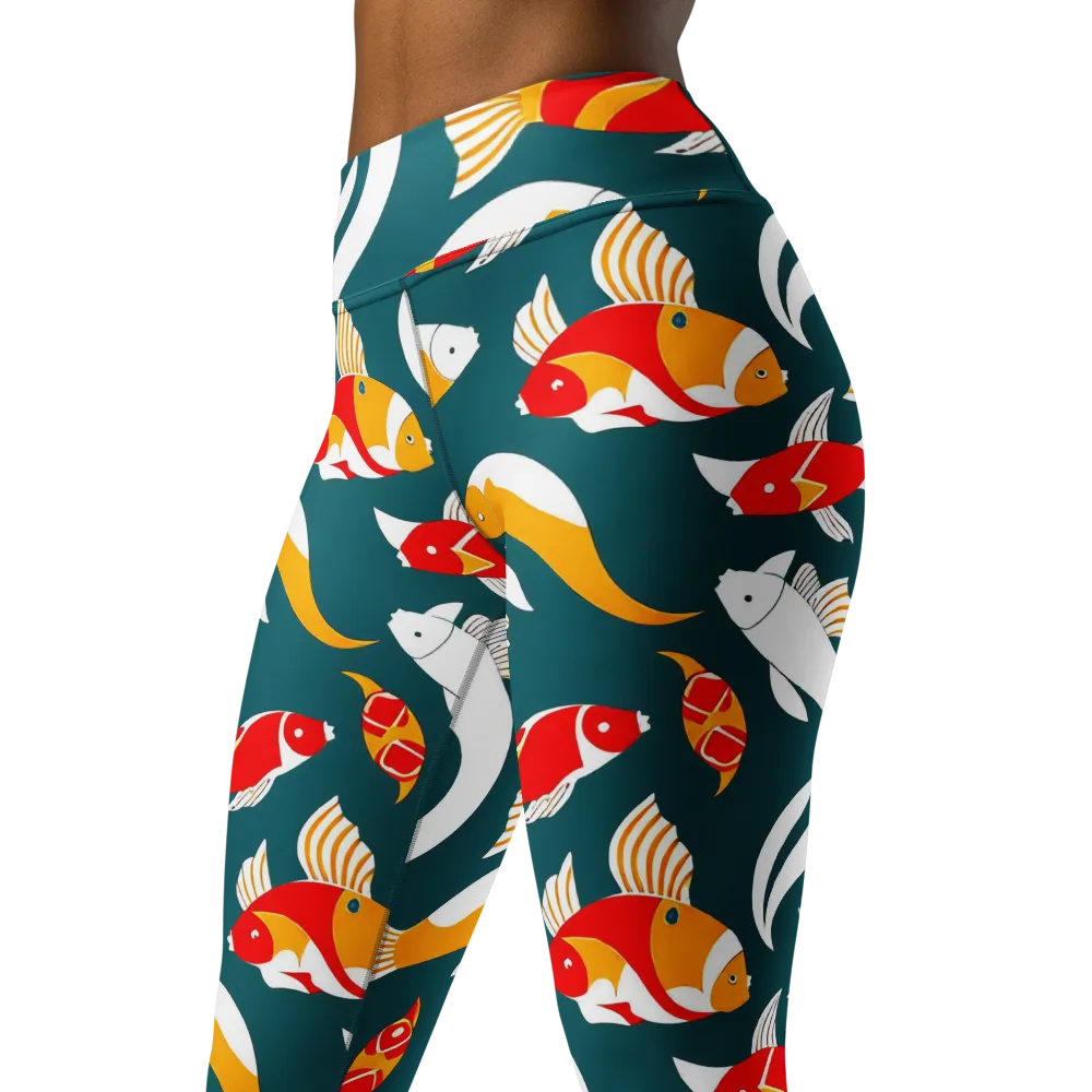 Carp Carnival on Yoga Leggings — Left Front
