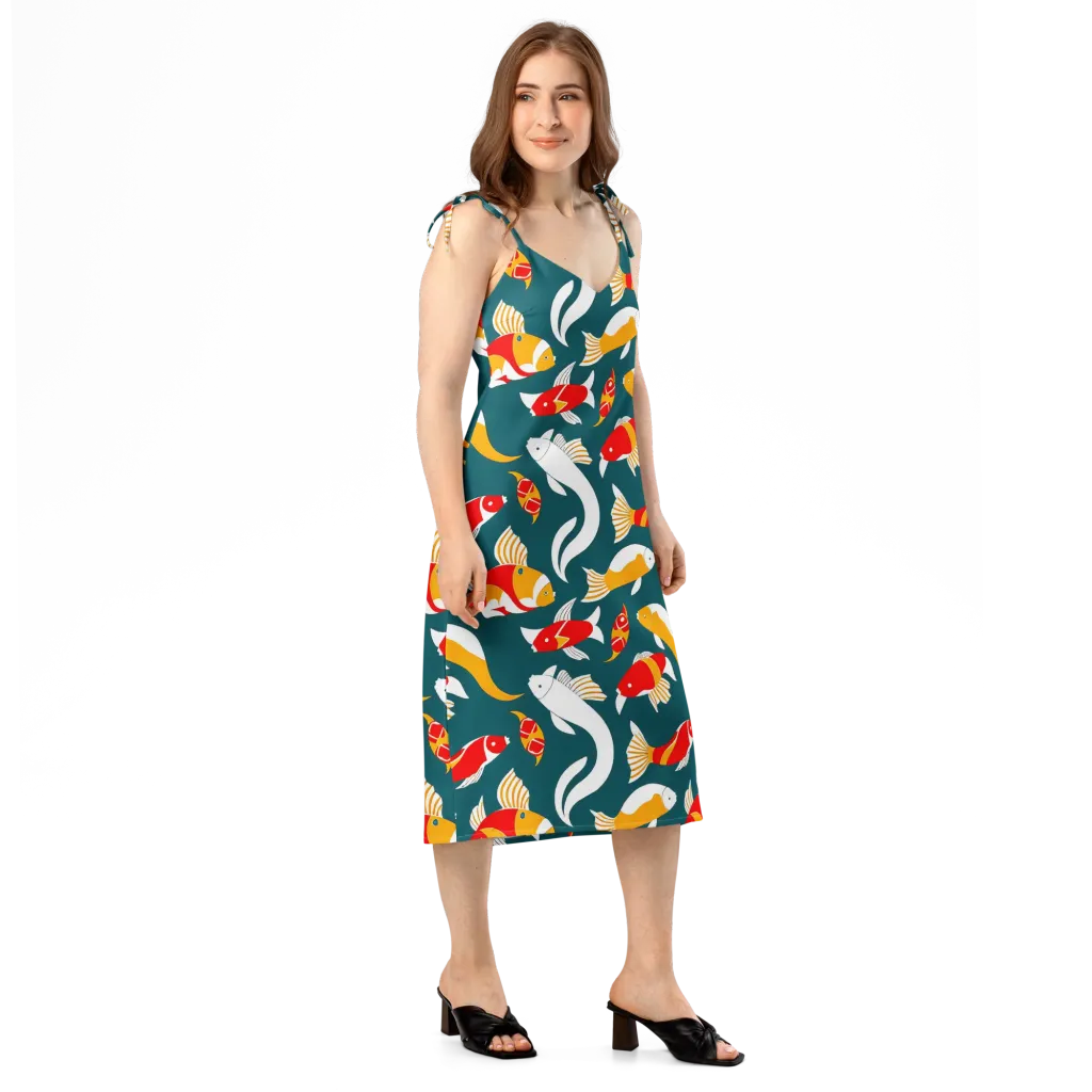 Carp Carnival on Slip Dress — Right Front