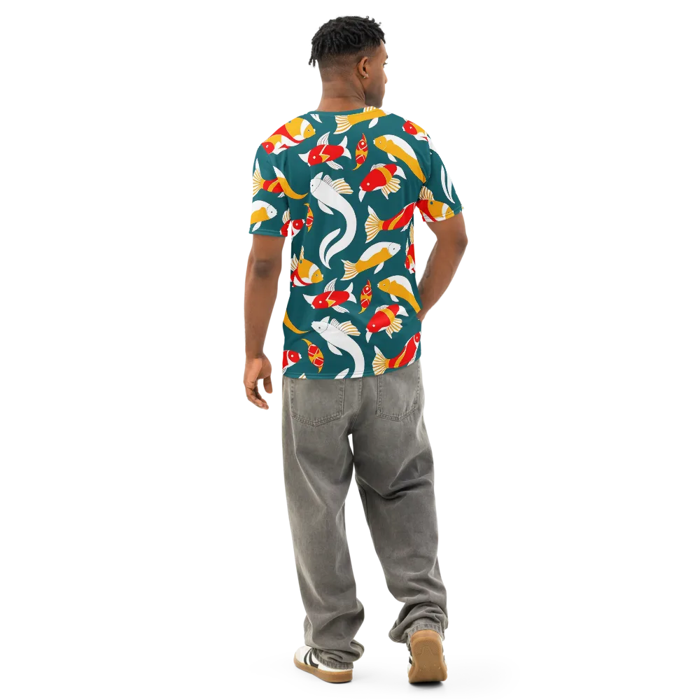 Carp Carnival on Men's Cotton Crew Neck T-Shirt — Back