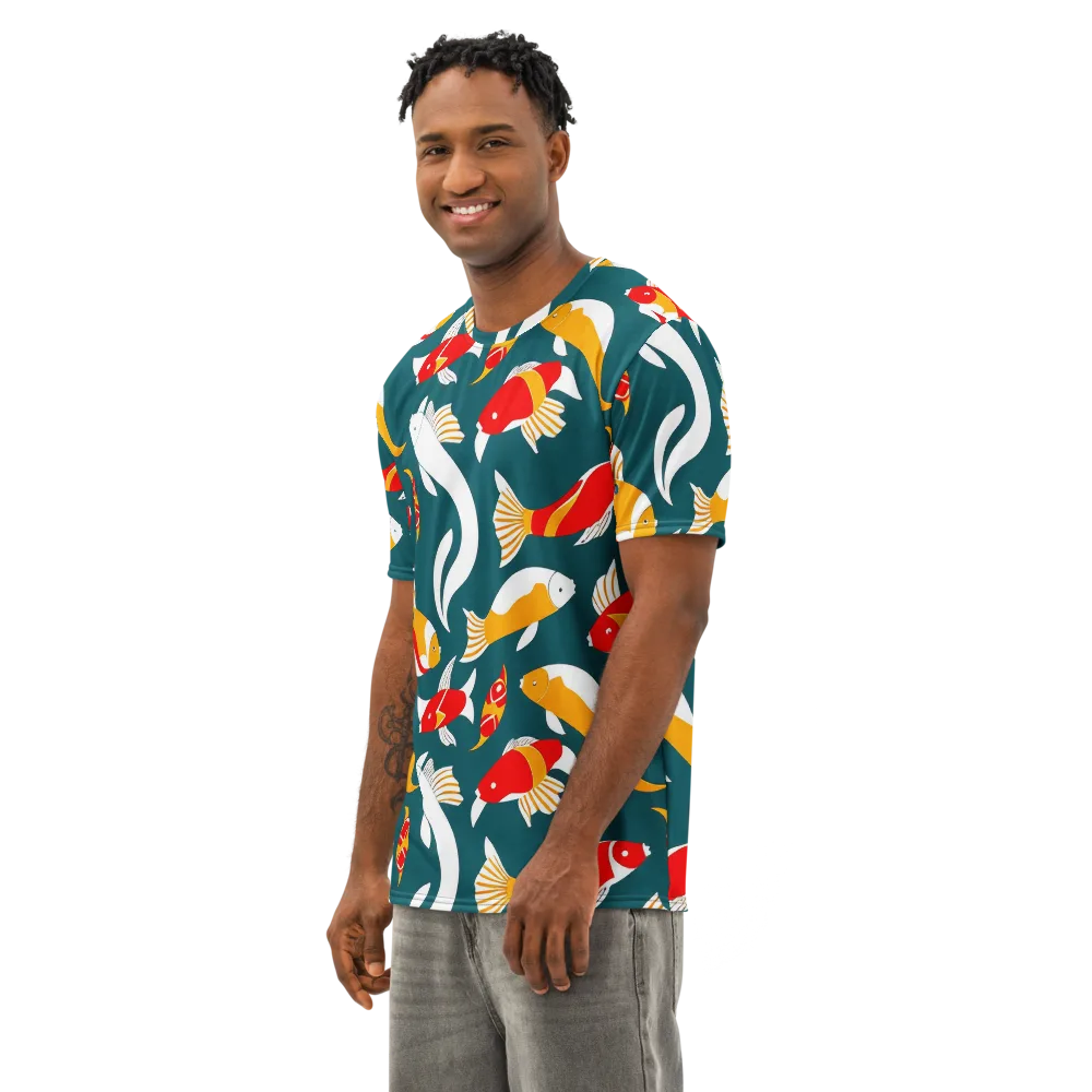 Carp Carnival on Men's Cotton Crew Neck T-Shirt — Left Front
