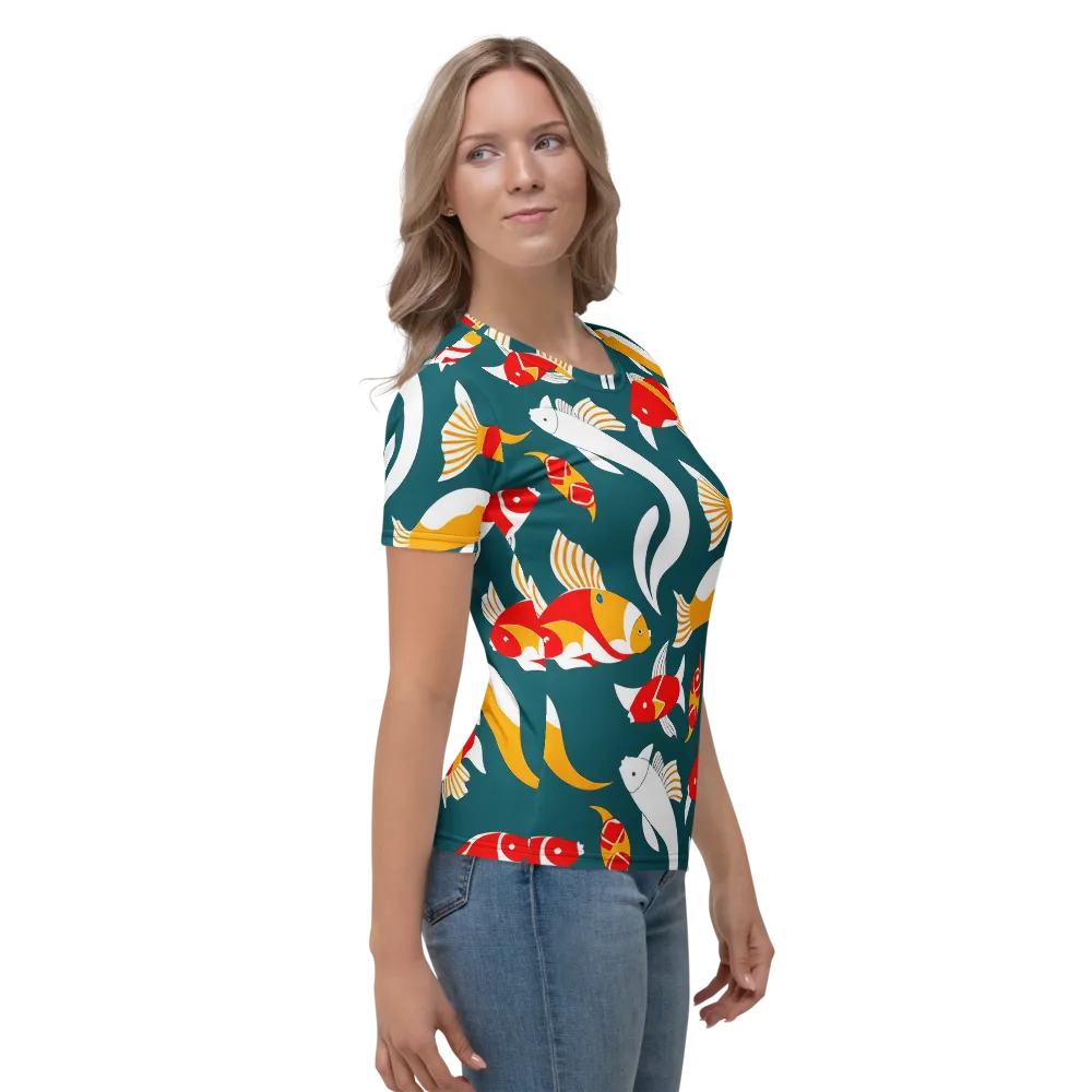 Carp Carnival on Women's Crew Neck T-Shirt — Right