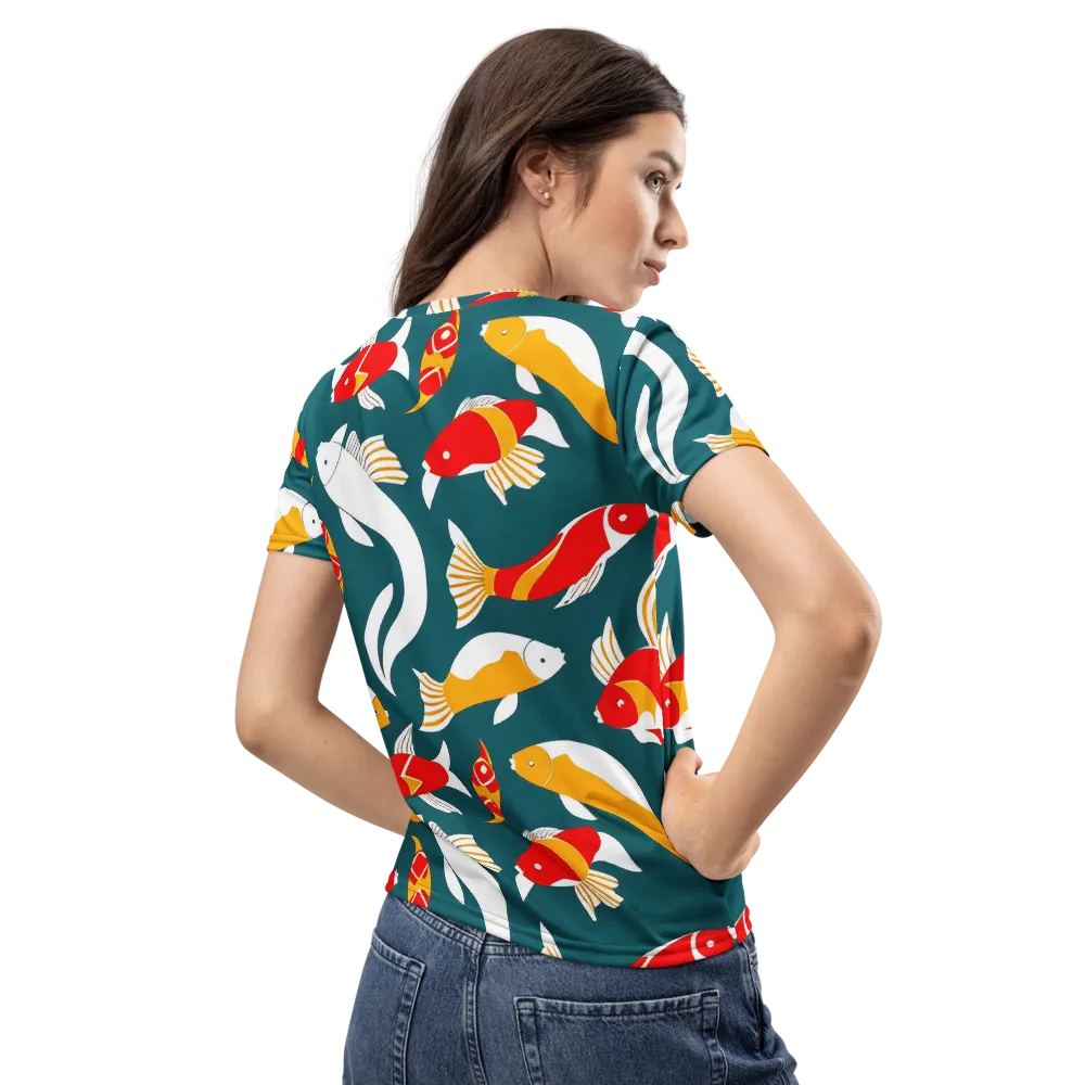 Carp Carnival on Women's Crew Neck T-Shirt — Back