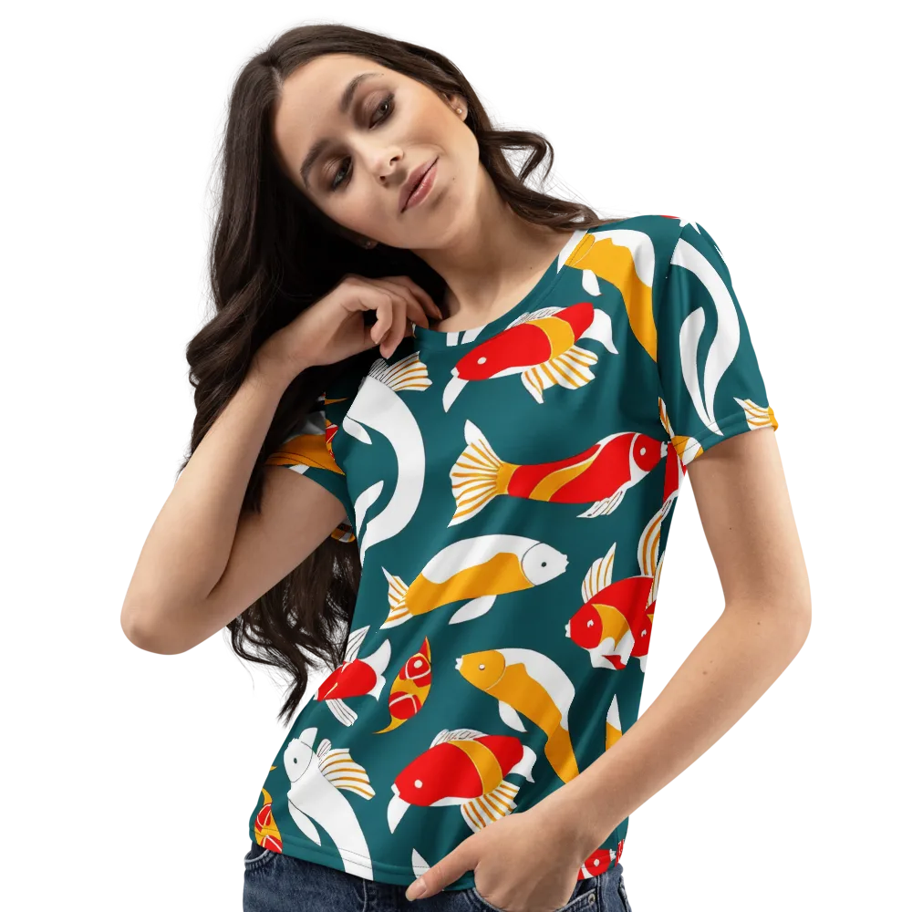 Carp Carnival on Women's Crew Neck T-Shirt — Left Front