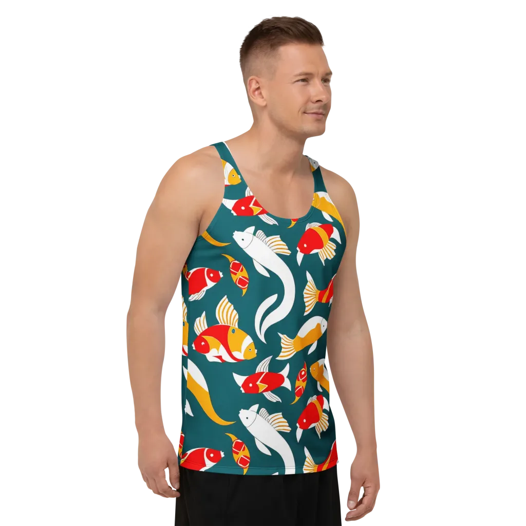 Carp Carnival on Men's Tank Top — Right Front