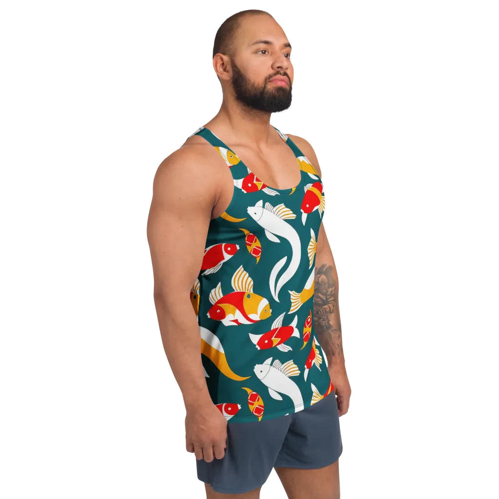 Carp Carnival on Men's Tank Top — Right Front