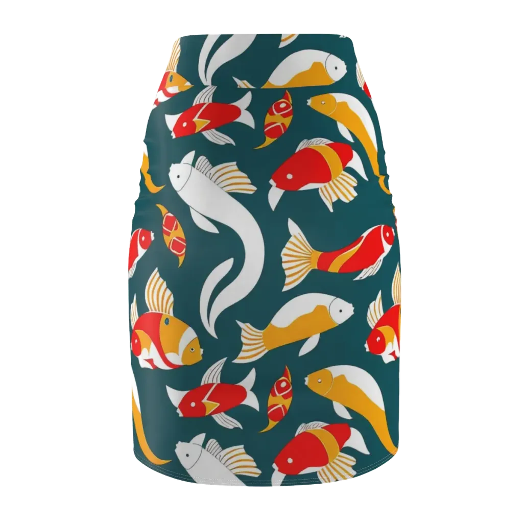 Carp Carnival on Pencil Skirt — Back